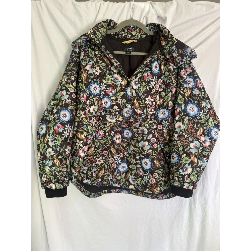 Maeve by Anthropologie Floral Quilted Puffer Jacket Hooded Coat Size Small - Picture 1 of 4